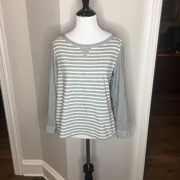 Anthropologie Postmark Gray  striped tab sleeve Size XS - Picture 4 of 9